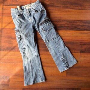 Gap Kids Vintage 2004 Flare Stretch Cargo Jeans Blue Medium Wash Size 8 Regular